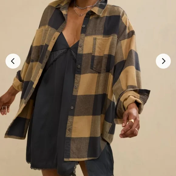 Aerie Men's Casual Plaid Shirt - Navy and Beige NWOT - Picture 3 of 8